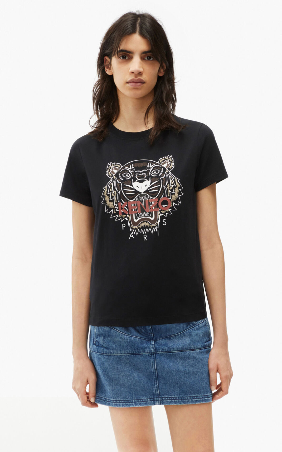 T Shirt Kenzo Tiger Femme Noir | FWGN-68293